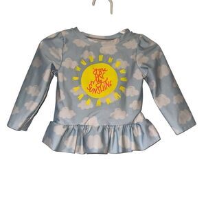 Kid's Cat & Jack Blue Cloud Long Sleeve Rashguard Swim Top